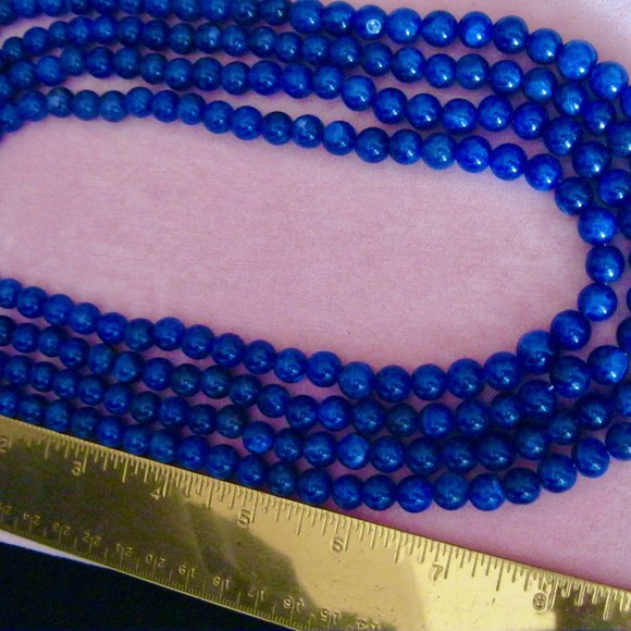 EARTH MINED ENHANCED SAPPHIRE ROUND BEADS NECKLACE W/ADJUSTABLE DRAWSTRING CLASP - Picture 1 of 7